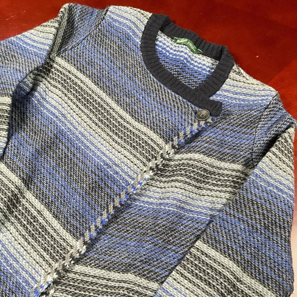 VTG Womens Woolrich Striped Lambswool Blend Button Knit Cardigan (Medium)